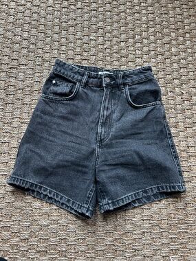 Zara Black High-Waist Denim Jean Shorts